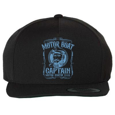 Motor Boat Captain Funny Pontoon Boating Boatin Lake Wool Snapback Cap