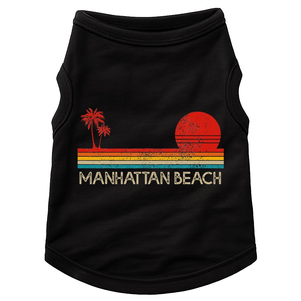 Manhattan Beach California Ca Surfer Retro Sunset Vintage Doggie Tank