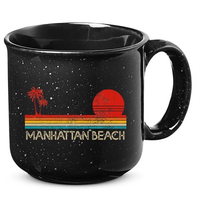 Manhattan Beach California Ca Surfer Retro Sunset Vintage 15oz Campfire Ceramic Mug