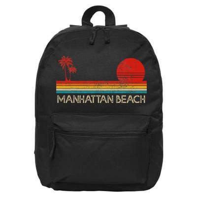 Manhattan Beach California Ca Surfer Retro Sunset Vintage 16 in Basic Backpack