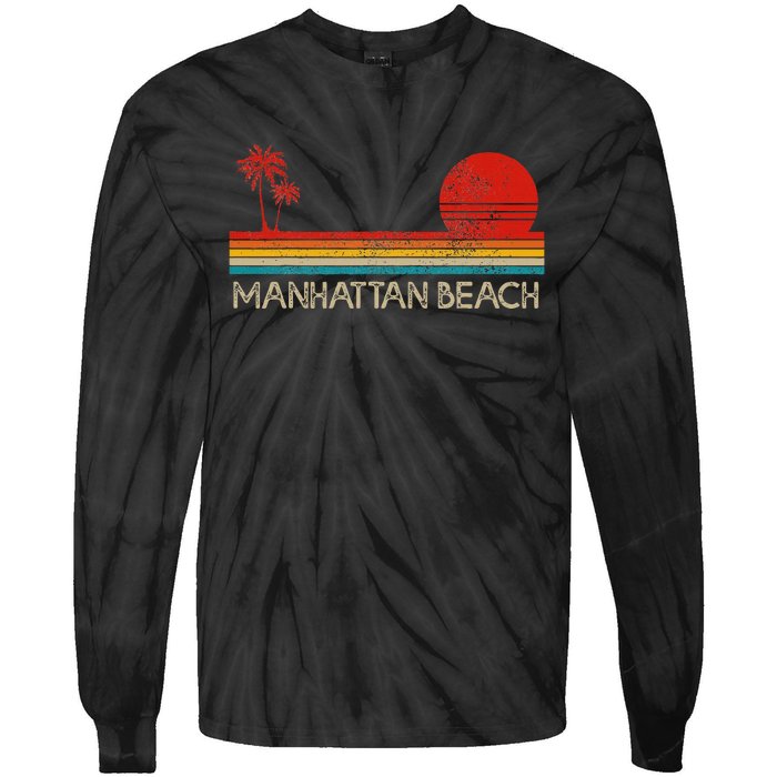 Manhattan Beach California Ca Surfer Retro Sunset Vintage Tie-Dye Long Sleeve Shirt