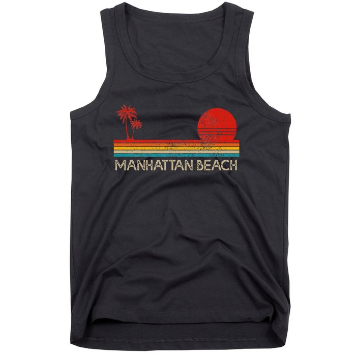 Manhattan Beach California Ca Surfer Retro Sunset Vintage Tank Top