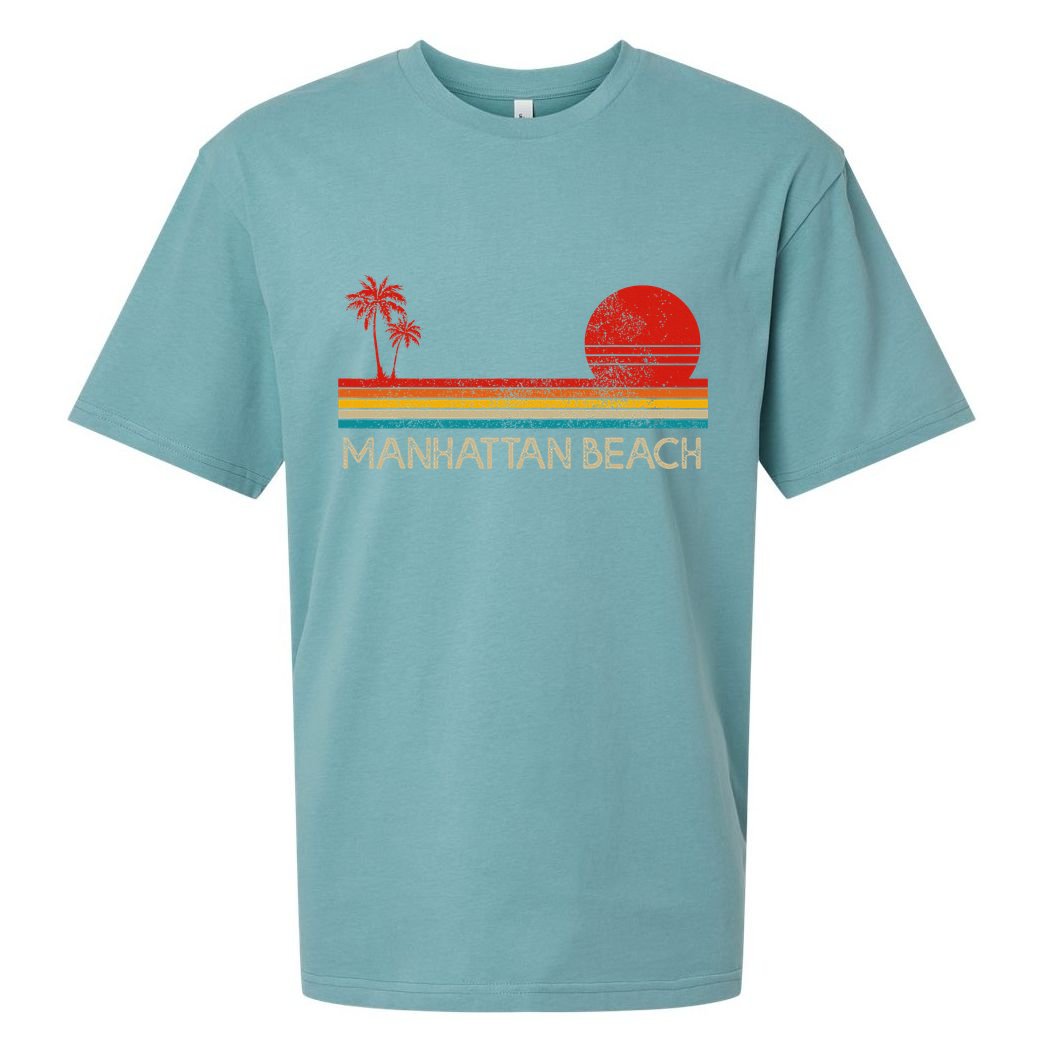 Manhattan Beach California Ca Surfer Retro Sunset Vintage Sueded Cloud Jersey T-Shirt
