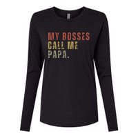 My Boss Calls Me Papa Womens Cotton Relaxed Long Sleeve T-Shirt