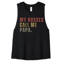 My Boss Calls Me Papa Women's Racerback Cropped Tank