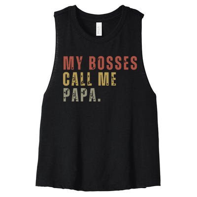 My Boss Calls Me Papa Women's Racerback Cropped Tank