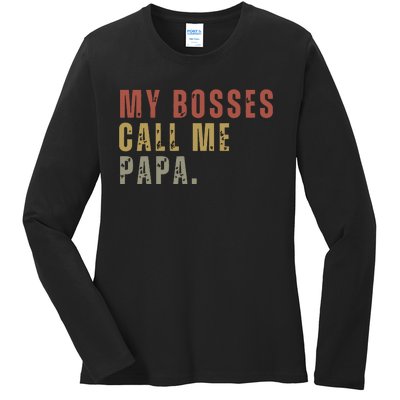 My Boss Calls Me Papa Ladies Long Sleeve Shirt