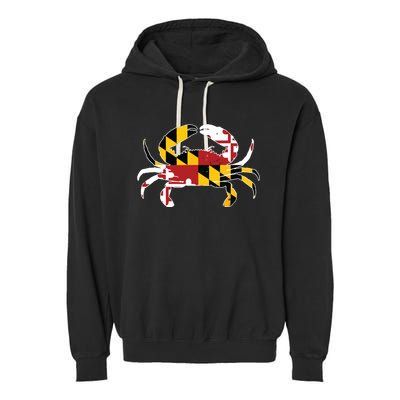 Maryland Blue Crab Vintage Maryland Flag Pride Garment-Dyed Fleece Hoodie