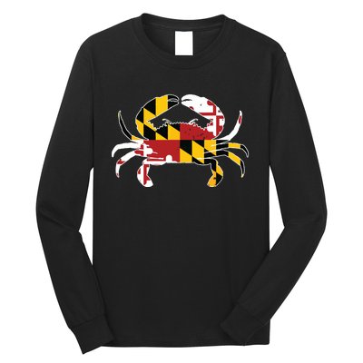 Maryland Blue Crab Vintage Maryland Flag Pride Long Sleeve Shirt