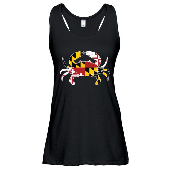 Maryland Blue Crab Vintage Maryland Flag Pride Ladies Essential Flowy Tank