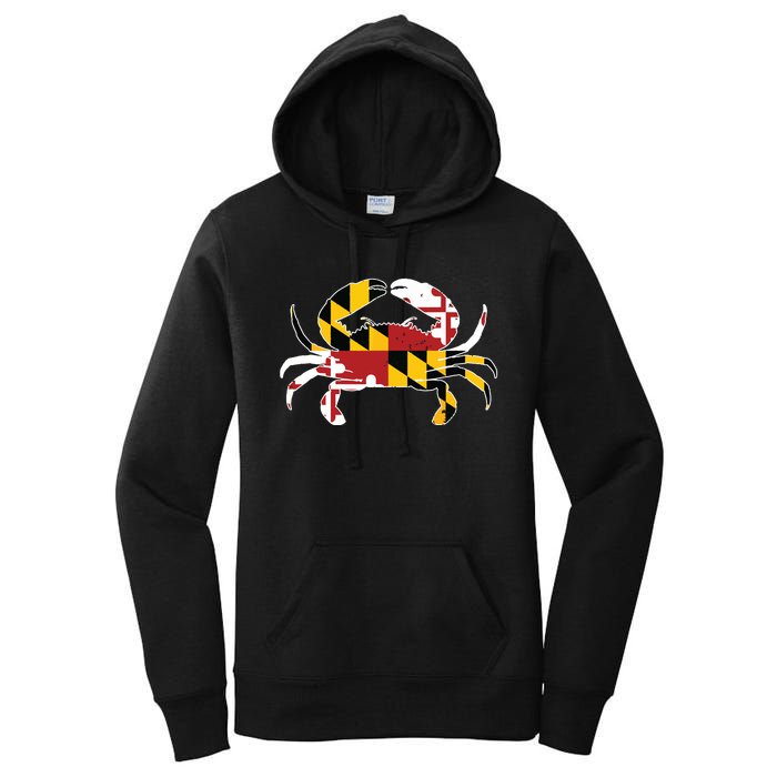 Maryland Blue Crab Vintage Maryland Flag Pride Women's Pullover Hoodie