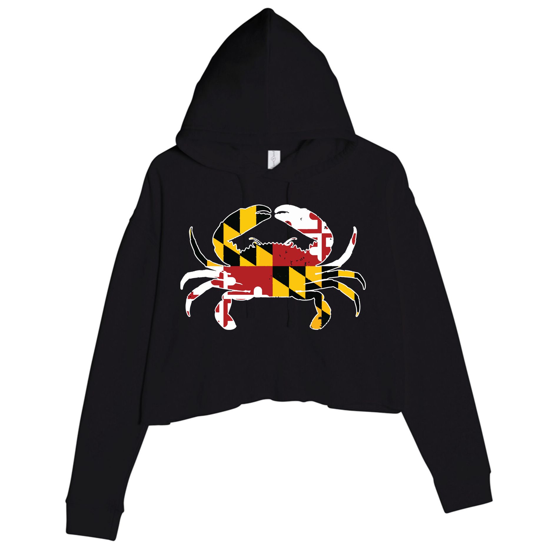Maryland Blue Crab Vintage Maryland Flag Pride Crop Fleece Hoodie