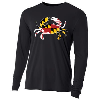 Maryland Blue Crab Vintage Maryland Flag Pride Cooling Performance Long Sleeve Crew