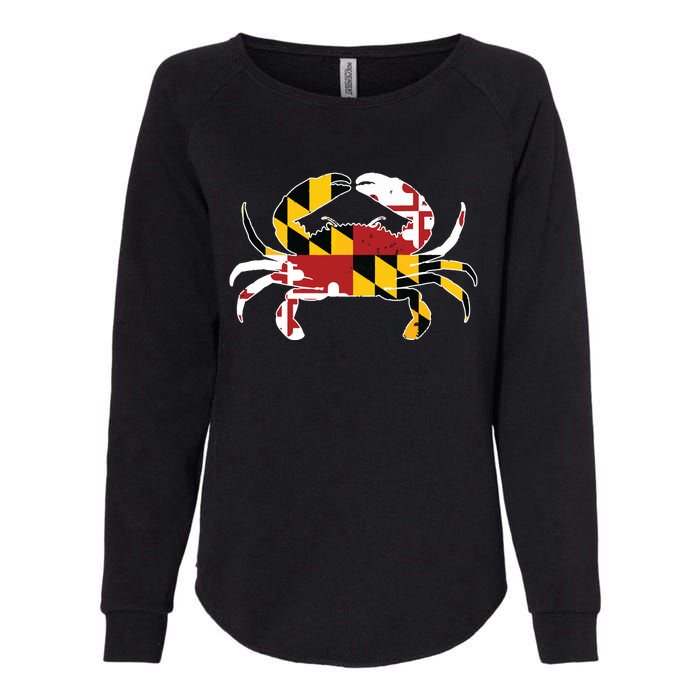 Maryland Blue Crab Vintage Maryland Flag Pride Womens California Wash Sweatshirt