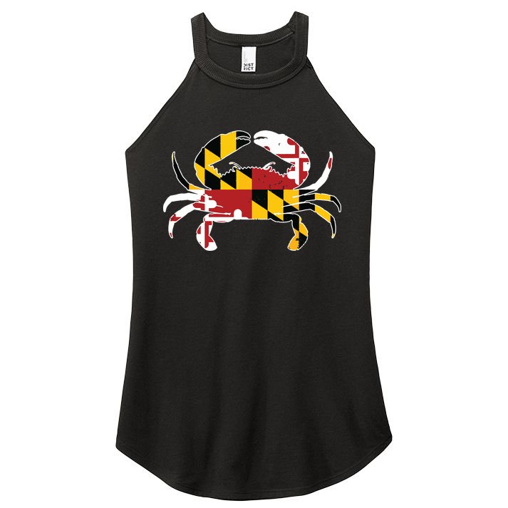 Maryland Blue Crab Vintage Maryland Flag Pride Women's Perfect Tri Rocker Tank