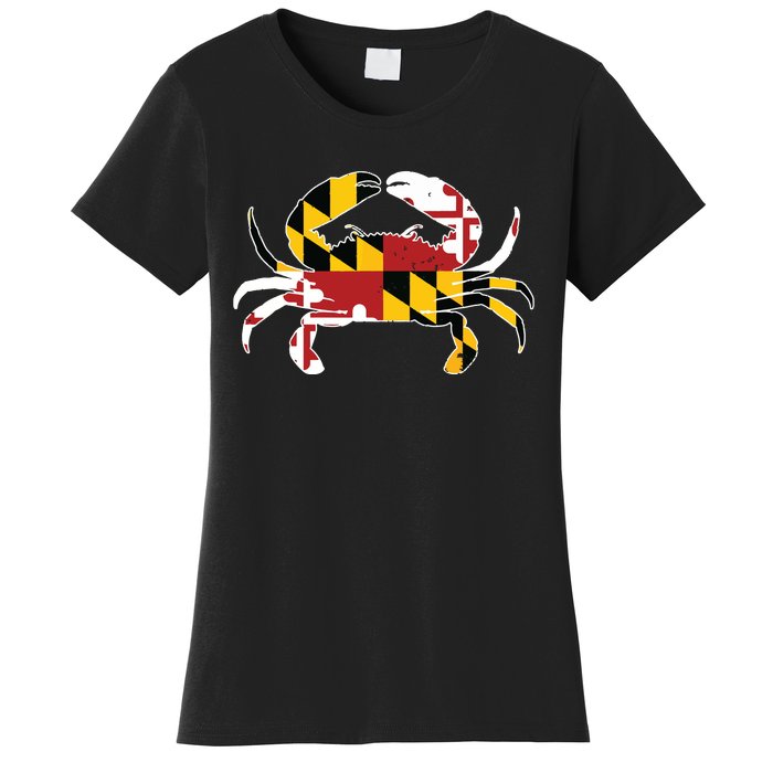 Maryland Blue Crab Vintage Maryland Flag Pride Women's T-Shirt