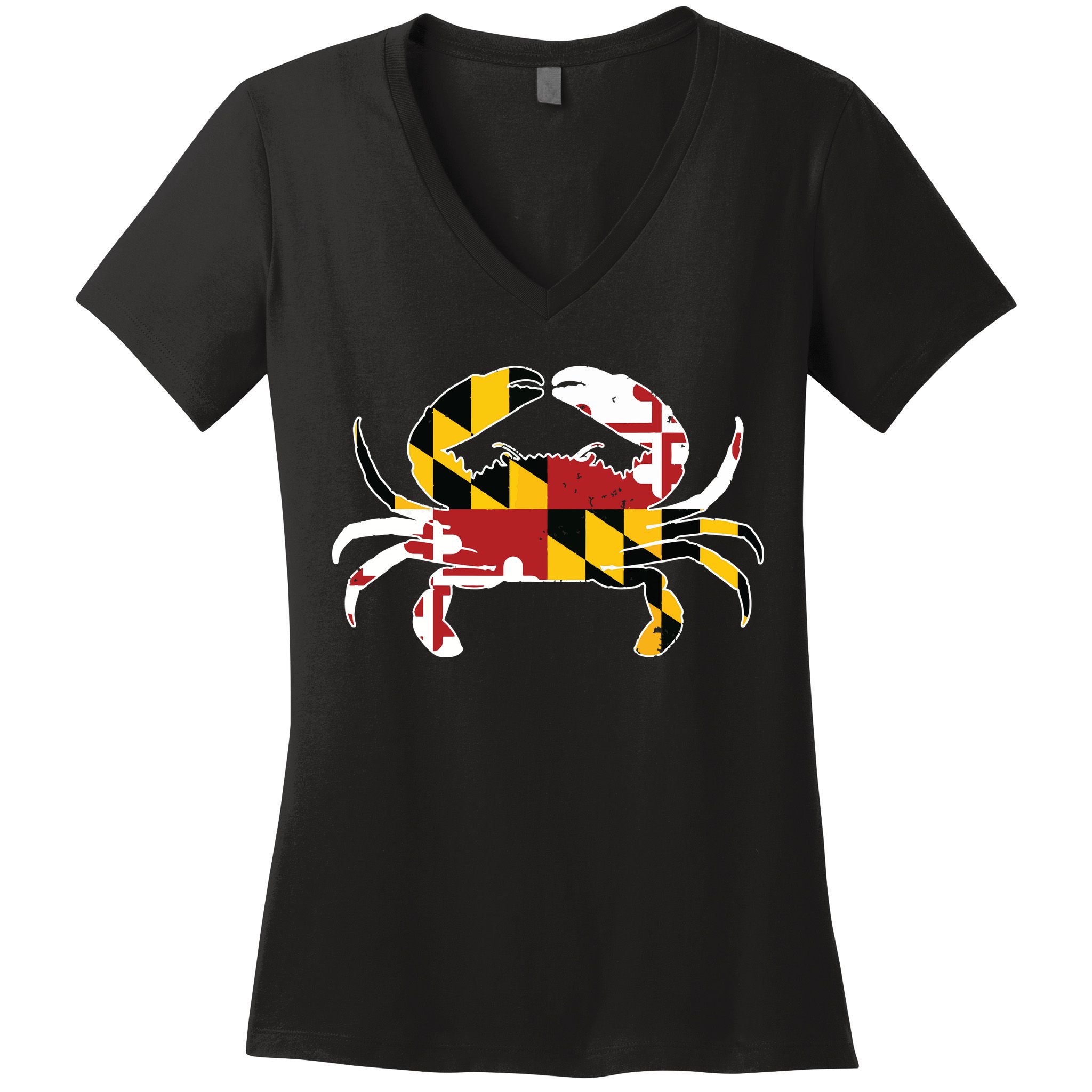 Maryland Blue Crab Vintage Maryland Flag Pride Women's V-Neck T-Shirt