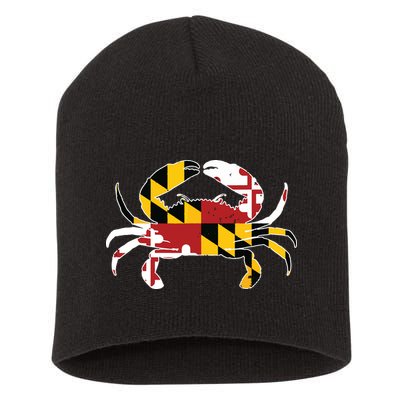 Maryland Blue Crab Vintage Maryland Flag Pride Short Acrylic Beanie