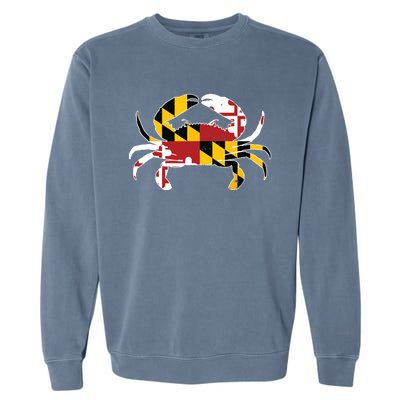 Maryland Blue Crab Vintage Maryland Flag Pride Garment-Dyed Sweatshirt