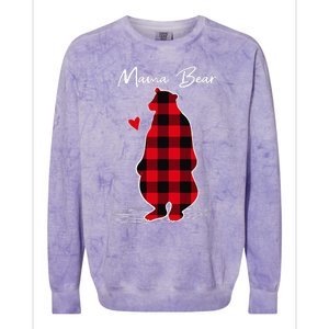 Mama Bear Christmas Pajama Woman Red Buffalo Plaid Colorblast Crewneck Sweatshirt