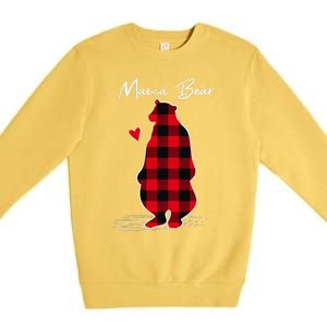 Mama Bear Christmas Pajama Woman Red Buffalo Plaid Premium Crewneck Sweatshirt