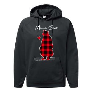 Mama Bear Christmas Pajama Woman Red Buffalo Plaid Performance Fleece Hoodie