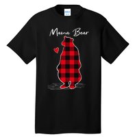 Mama Bear Christmas Pajama Woman Red Buffalo Plaid Tall T-Shirt