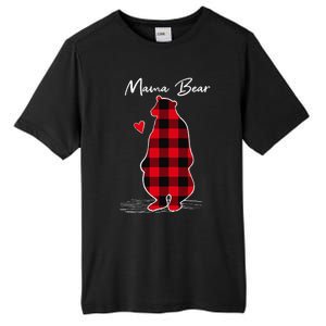 Mama Bear Christmas Pajama Woman Red Buffalo Plaid Tall Fusion ChromaSoft Performance T-Shirt