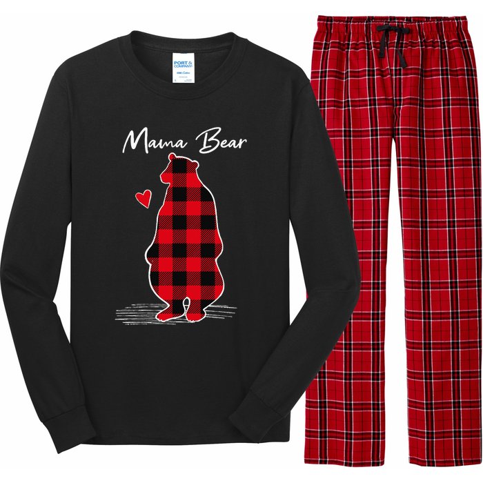 Mama Bear Christmas Pajama Woman Red Buffalo Plaid Long Sleeve Pajama Set