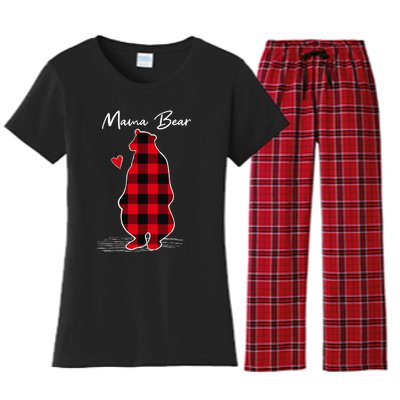 Mama Bear Christmas Pajama Woman Red Buffalo Plaid Women's Flannel Pajama Set