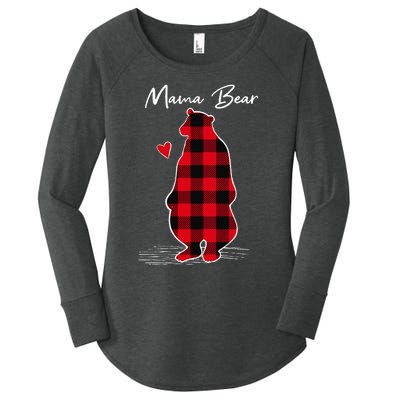 Mama Bear Christmas Pajama Woman Red Buffalo Plaid Women's Perfect Tri Tunic Long Sleeve Shirt