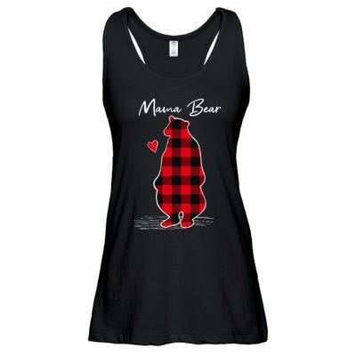 Mama Bear Christmas Pajama Woman Red Buffalo Plaid Ladies Essential Flowy Tank