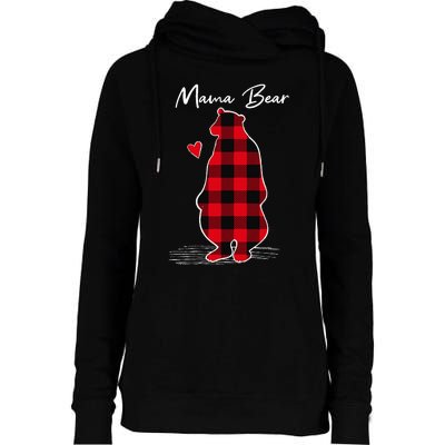 Mama Bear Christmas Pajama Woman Red Buffalo Plaid Womens Funnel Neck Pullover Hood