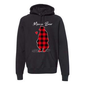 Mama Bear Christmas Pajama Woman Red Buffalo Plaid Premium Hoodie