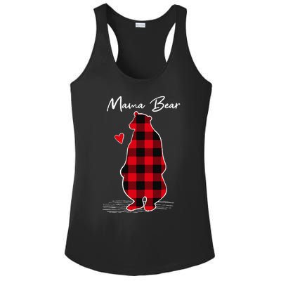 Mama Bear Christmas Pajama Woman Red Buffalo Plaid Ladies PosiCharge Competitor Racerback Tank