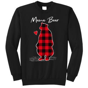 Mama Bear Christmas Pajama Woman Red Buffalo Plaid Tall Sweatshirt