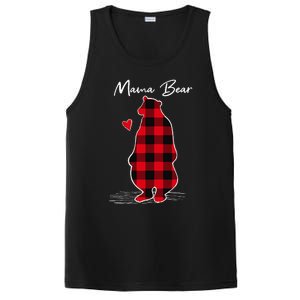 Mama Bear Christmas Pajama Woman Red Buffalo Plaid PosiCharge Competitor Tank