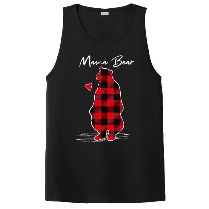 Mama Bear Christmas Pajama Woman Red Buffalo Plaid PosiCharge Competitor Tank