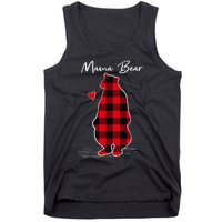 Mama Bear Christmas Pajama Woman Red Buffalo Plaid Tank Top