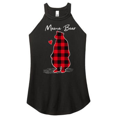 Mama Bear Christmas Pajama Woman Red Buffalo Plaid Women’s Perfect Tri Rocker Tank