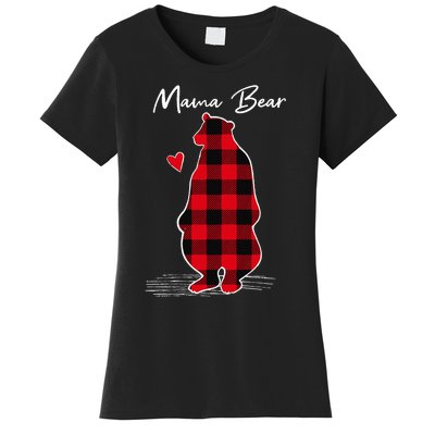 Mama Bear Christmas Pajama Woman Red Buffalo Plaid Women's T-Shirt