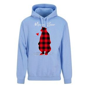 Mama Bear Christmas Pajama Woman Red Buffalo Plaid Unisex Surf Hoodie