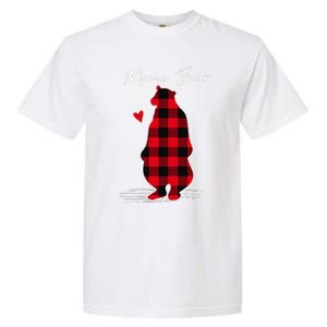 Mama Bear Christmas Pajama Woman Red Buffalo Plaid Garment-Dyed Heavyweight T-Shirt