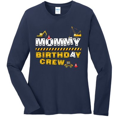 Mommy Birthday Crew Construction Family Birthday Party Ladies Long Sleeve Shirt