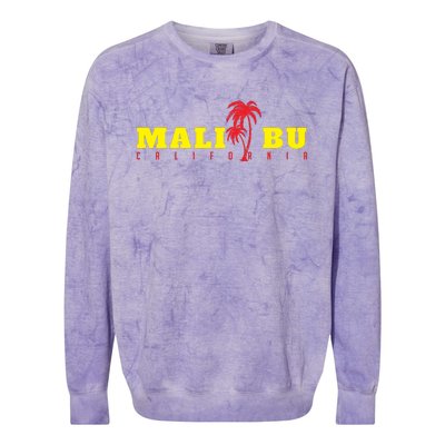 Malibu Beach California Souvenir Colorblast Crewneck Sweatshirt