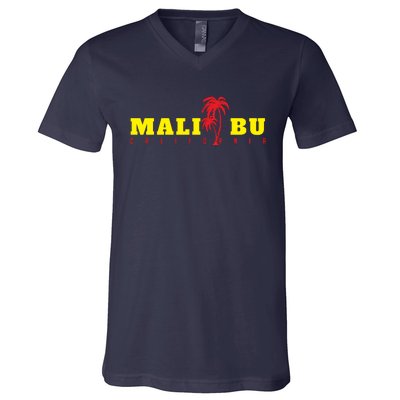 Malibu Beach California Souvenir V-Neck T-Shirt