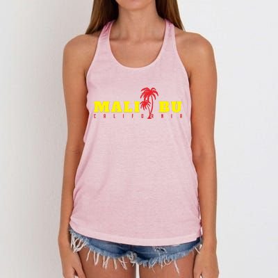 Malibu Beach California Souvenir Women's Knotted Racerback Tank