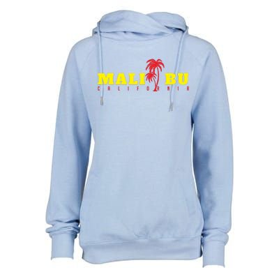 Malibu Beach California Souvenir Womens Funnel Neck Pullover Hood