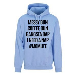 Messy Bun Coffee Run Gangsta Rap I Need A Nap Momlife Unisex Surf Hoodie