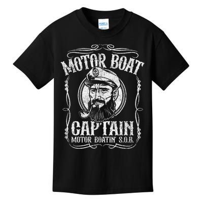 Motor Boat Captain Funny Pontoon Boating Motor Boatin Lake Kids T-Shirt